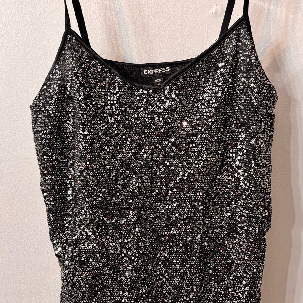Express Black Sequin Women's Tank Top